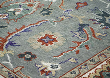 9x12 Slate, Ivory, Rust Color Hand Knotted Oushak Wool Transitional Oriental Rug