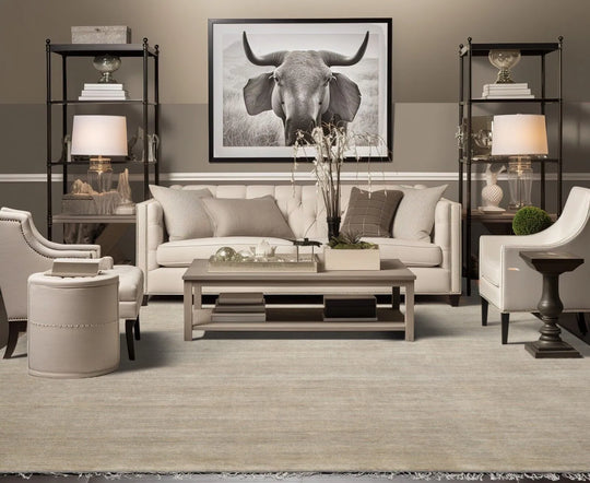 Multi Sizes Hand Loomed wool Plain Solid Minimalist Area Rug Mossy Gray