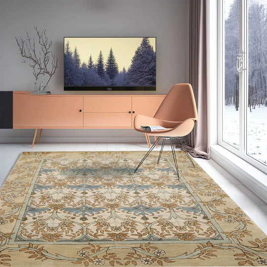 Multi Size Hand Tufted Hand Made 100% Wool Modern & Contemporary Oriental Area Rug Beige, Moss Color