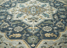 9x12 Blue, Gray, Slate Color Hand Knotted Oushak Wool  Oriental Rug