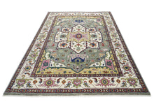 10x14 Ivory, Gray, Rust Color Hand Knotted Oushak Wool  Oriental Rug