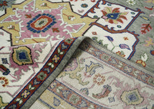 10x14 Ivory, Gray, Rust Color Hand Knotted Oushak Wool  Oriental Rug