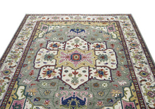 10x14 Ivory, Gray, Rust Color Hand Knotted Oushak Wool  Oriental Rug