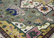 10x14 Ivory, Gray, Rust Color Hand Knotted Oushak Wool  Oriental Rug