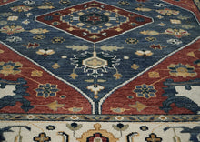 9x12 Blue, Burnt Orange, Brown Color Hand Knotted Oushak Wool Traditional Oriental Rug