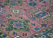 9x12 Pink, Blue, Ivory Color Hand Knotted Oushak Wool Arts and Crafts Oriental Rug