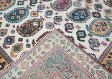 9x12 Gray, Ivory, Rose Color Hand Knotted Oushak Wool Traditional Oriental Rug