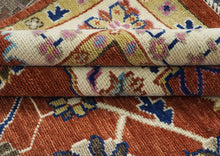 9x12 Burnt Orange, Beige, Tan Color Hand Knotted Oushak Wool Arts and Crafts Oriental Rug