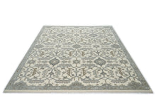 9x12 Beige, Ivory, Gray Color Hand Knotted Oushak Wool Transitional Oriental Rug