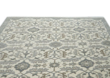 9x12 Beige, Ivory, Gray Color Hand Knotted Oushak Wool Transitional Oriental Rug
