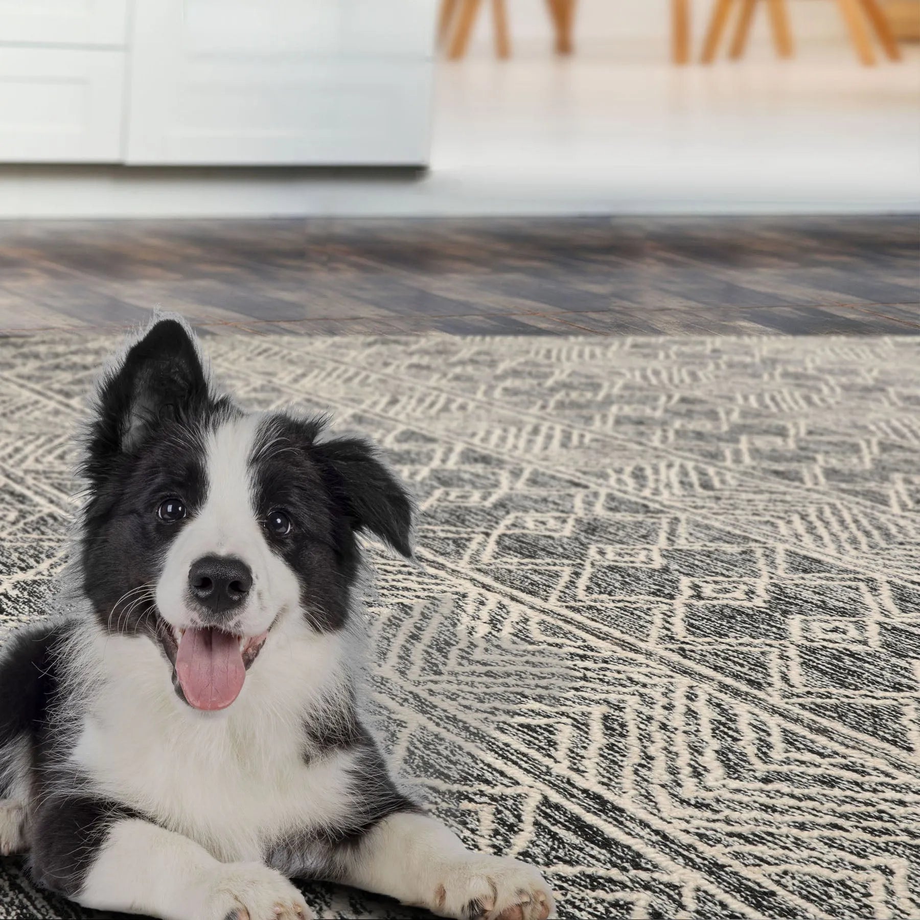 Multi Size Black Hand Tufted Moroccan Geometric Oriental Area Rug
