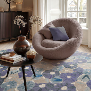 LoomBloom Multi Size Denim Hand Tufted Contemporary Botanical Wool and Faux Silk Oriental Area Rug