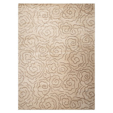 LoomBloom Multi Size Tan Hand Tufted Transitional Floral Wool and Faux Silk Oriental Area Rug