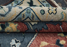 9x12 Blue, Burnt Orange, Beige Color Hand Knotted Oushak Wool Traditional Oriental Rug