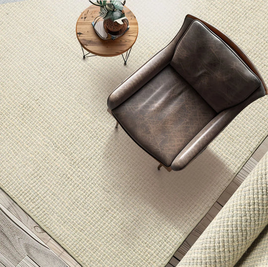 LoomBloom Multi Sizes Sea Foam Hand Woven Contemporary Berber Textured 100% New Zealand Wool Oriental Area Rug