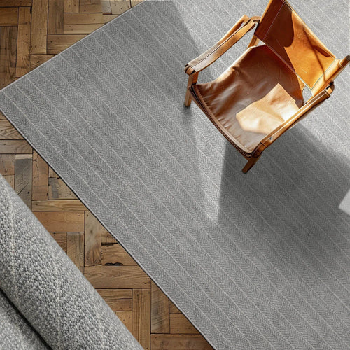 LoomBloom Multi Size Ash Gray Hand Loomed Contemporary Berber Herringbone 100% New Zealand Wool Oriental Area Rug
