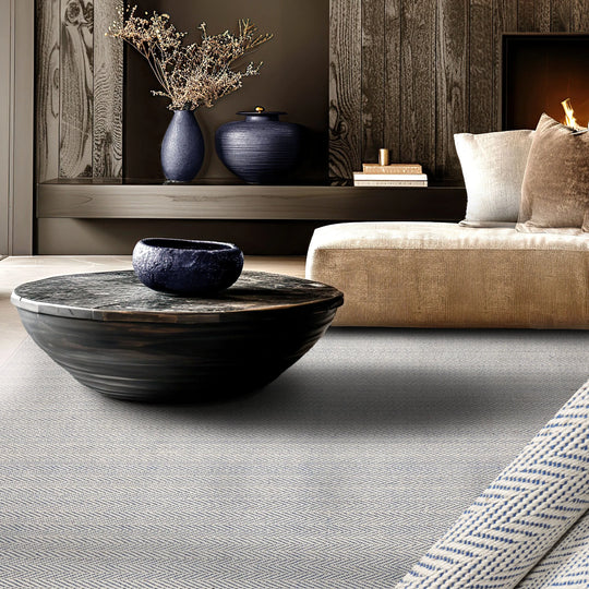 LoomBloom Multi Sizes Ivory Hand Woven Contemporary Flatweave Herringbone New Zealand Wool Oriental Area Rug