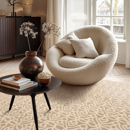LoomBloom Multi Size Ivory Hand Tufted Modern Geometric  New Zealand Wool  Oriental Area Rug