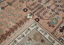 10x14 Rose, Mint, Brown Color Hand Knotted Oushak Wool Transitional Oriental Rug