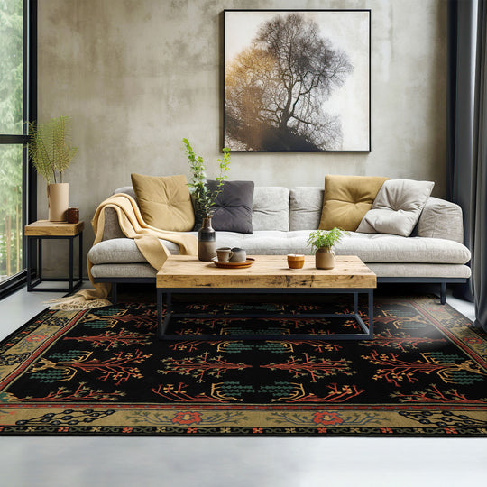 LoomBloom Multi Size Black Hand Tufted Traditional Arts & Crafts Wool Oriental Area Rug