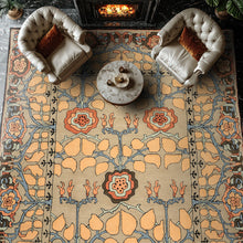 Multi Size Hand Tufted Wool Beige Arts & Crafts Transitional Botanical Plush Pile Stain Glass Rug