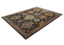 9x12 Blue, Burnt Orange, Gold Color Hand Knotted Oushak Wool Arts and Crafts Oriental Rug