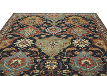 9x12 Blue, Burnt Orange, Gold Color Hand Knotted Oushak Wool Arts and Crafts Oriental Rug