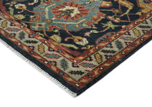 9x12 Blue, Burnt Orange, Gold Color Hand Knotted Oushak Wool Arts and Crafts Oriental Rug