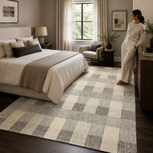 Multi Size Cream Charcoal Gray Color Hand Hooked  Wool Contemporary Oriental Rug
