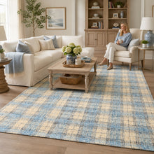 Multi Size Ivory Aqua Charcoal Color Hand Hooked  Wool Contemporary Oriental Rug