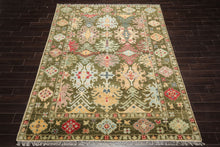 LoomBloom 8'x10' Green Hand Knotted Arts & Crafts Oushak Transitional  Wool Oriental Area Rug