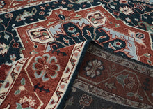 9x12 Blue, Slate, Burnt Orange Color Hand Knotted Oushak Wool  Oriental Rug