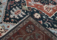 9x12 Blue, Slate, Burnt Orange Color Hand Knotted Oushak Wool  Oriental Rug