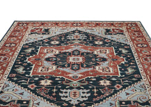 9x12 Blue, Slate, Burnt Orange Color Hand Knotted Oushak Wool  Oriental Rug