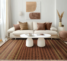 8x10 Raspberry, Rust, Moss Color Hand Tufted  Wool and Bamboo Silk Modern & Contemporary Oriental Rug