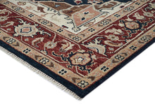 9x12 Blue, Rust, Ivory Color Hand Knotted Oushak Wool  Oriental Rug