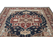 9x12 Blue, Rust, Ivory Color Hand Knotted Oushak Wool  Oriental Rug
