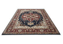 9x12 Blue, Rust, Ivory Color Hand Knotted Oushak Wool  Oriental Rug