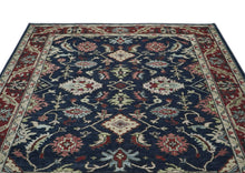 9x12 Blue, Burnt Orange, Rose Color Hand Knotted Oushak Wool Transitional Oriental Rug