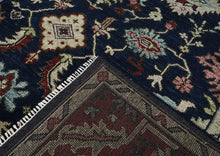 9x12 Blue, Burnt Orange, Rose Color Hand Knotted Oushak Wool Transitional Oriental Rug