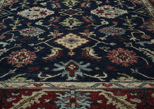 9x12 Blue, Burnt Orange, Rose Color Hand Knotted Oushak Wool Transitional Oriental Rug
