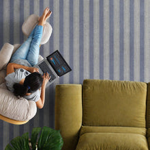 LoomBloom Multi Size Denim Hand Loomed Flatweave Modern Stripes Wool Oriental Area Rug