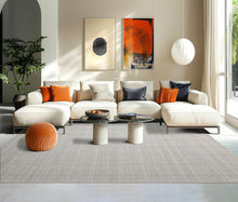 Multi Size Ivory  Gray Color Hand Loomed  Wool Geometric Oriental Rug
