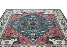 9x12 Rose, Slate, Ivory Color Hand Knotted Oushak Wool Traditional Oriental Rug