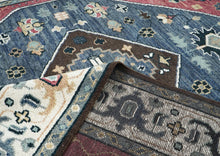 9x12 Rose, Slate, Ivory Color Hand Knotted Oushak Wool Traditional Oriental Rug