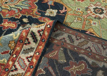 9x12 Blue, Gold, Coral Color Hand Knotted Oushak Wool Arts and Crafts Oriental Rug