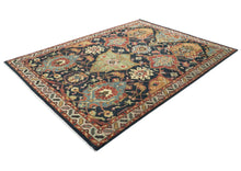 9x12 Blue, Gold, Coral Color Hand Knotted Oushak Wool Arts and Crafts Oriental Rug