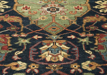 9x12 Blue, Gold, Coral Color Hand Knotted Oushak Wool Arts and Crafts Oriental Rug