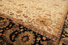 Palace Beige, Black, Maroon Color Hand Knotted Agra New Zealand Wool Traditional Oriental Rug