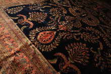 Palace Royal Blue, Rose, Aqua Color Hand Knotted Sarouk New Zealand Wool Traditional Oriental Rug